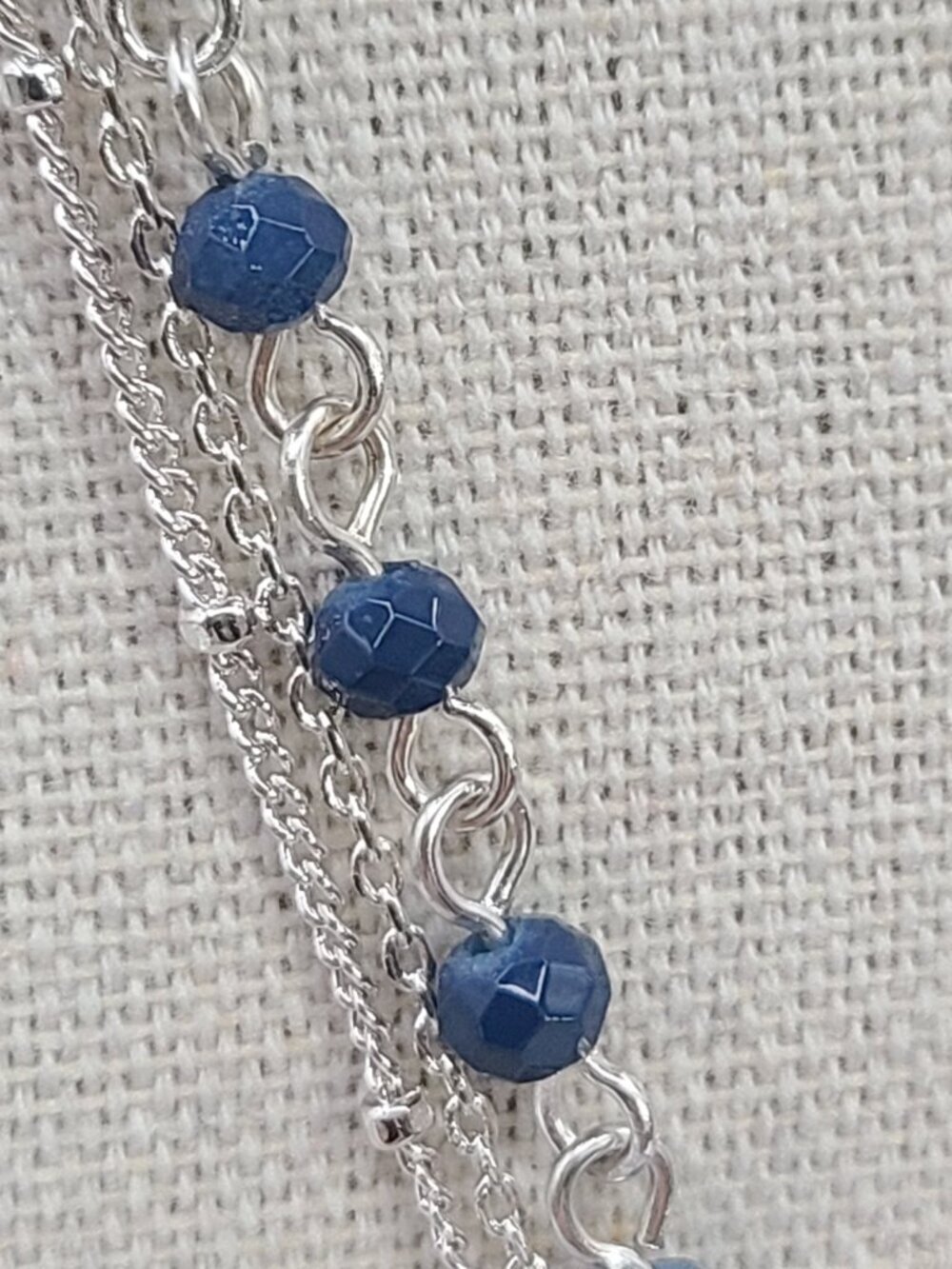 Loft Outlet Necklace Silver Tone Blue Beading Layered - Picture 4 of 12